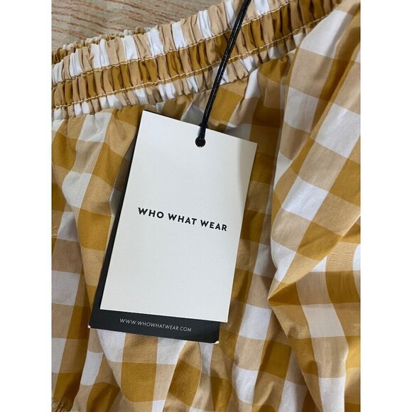 NWT Who what Wear Women's Yellow Gingham One Shoulder Midi Dress - Large - Picture 8 of 14